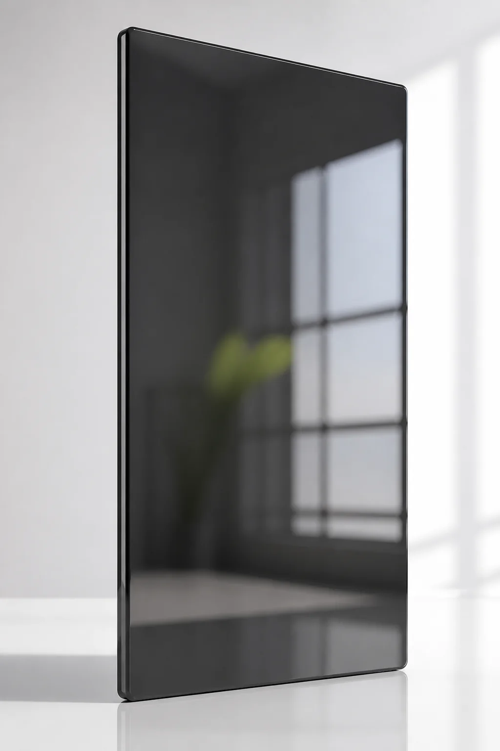 Deep charcoal panel with a polished gloss spray finish