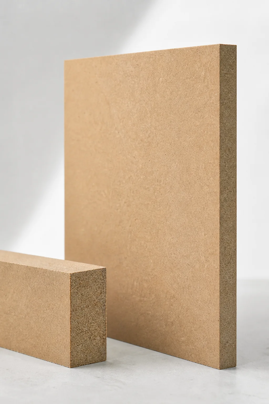 Fibreboard panels showing a dense and uniform engineered fibre core