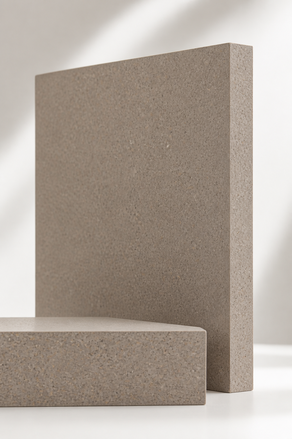 WPC boards showing a dense homogeneous wood-plastic composite core